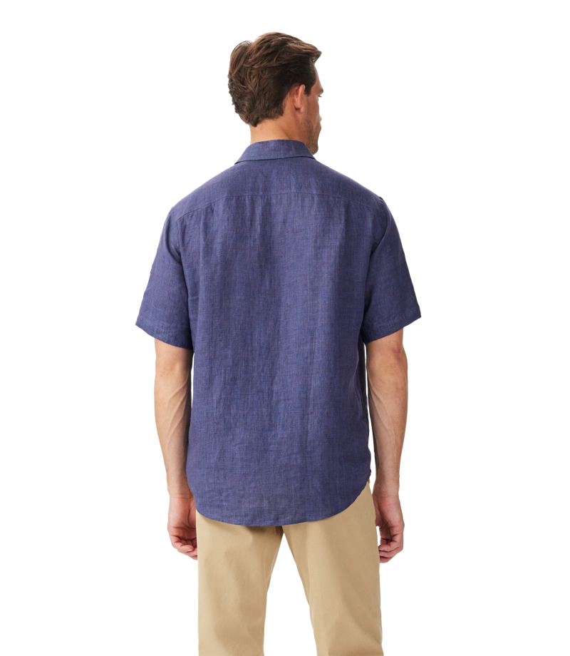 RMW Newman Short Sleeve Linen Shirt - Navy-3