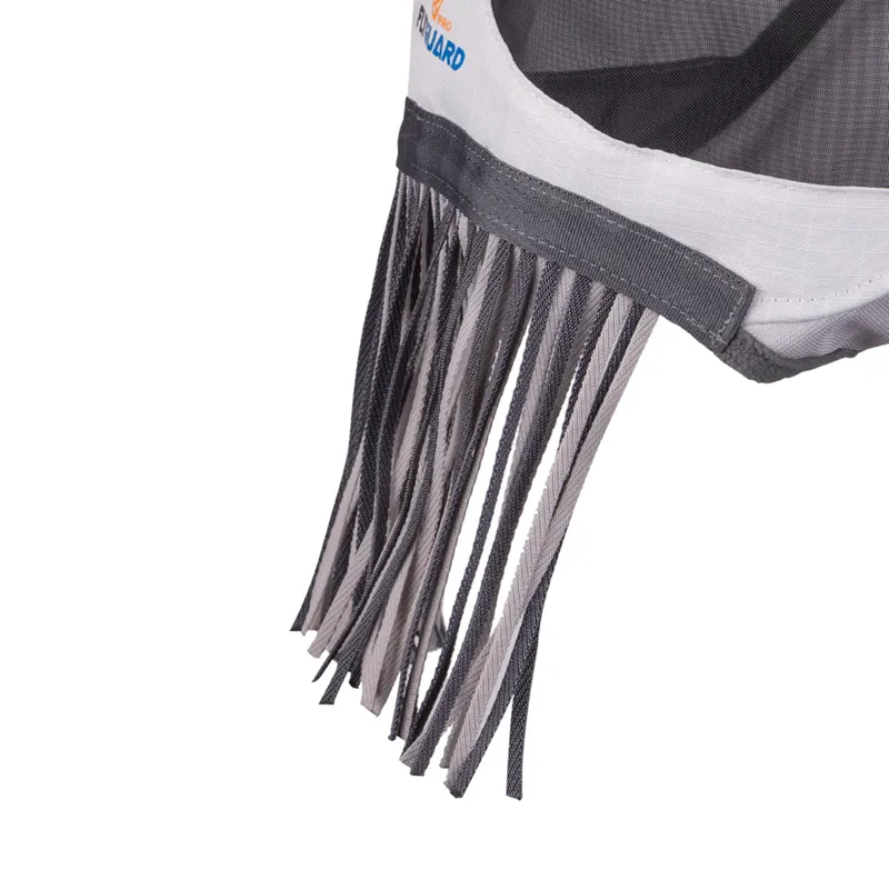 Shires FlyGuard Pro Sun Shade Fly Mask With Ears and Nose Fringe - White-6