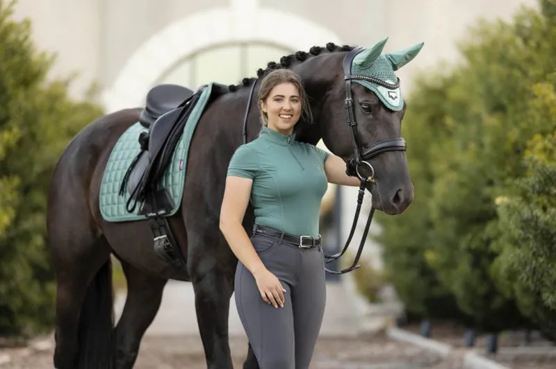 LeMieux Loire Satin Fly Hood - Sage-5