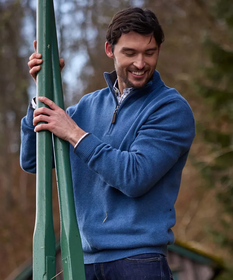 Schoffel Castlebay 1/4 Zip Jumper - Force Blue-2