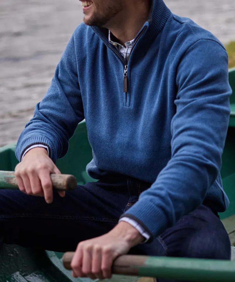 Schoffel Castlebay 1/4 Zip Jumper - Force Blue-4