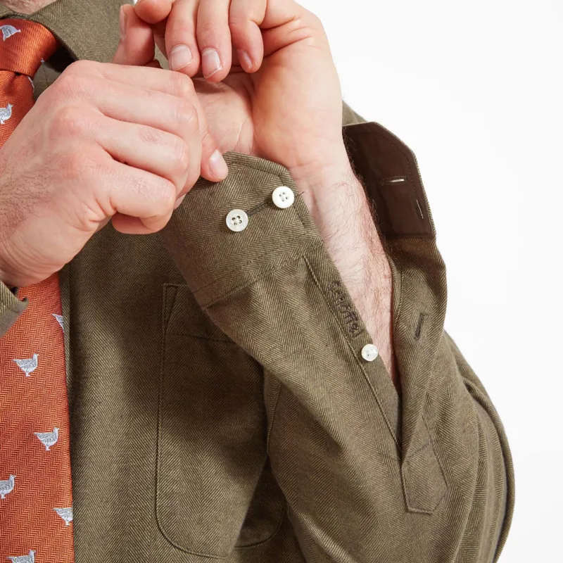 Schoffel Burnham Tattersall Shirt - Loden Green Herringbone-3