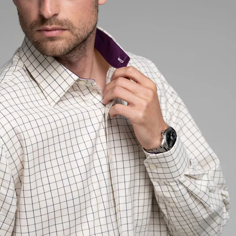 Schoffel Burnham Tattersall Classic Shirt - Aubergine Check-1