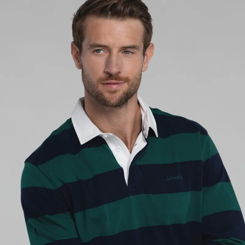 Schoffel Mawes Rugby Shirt - Navy Green Stripe-5