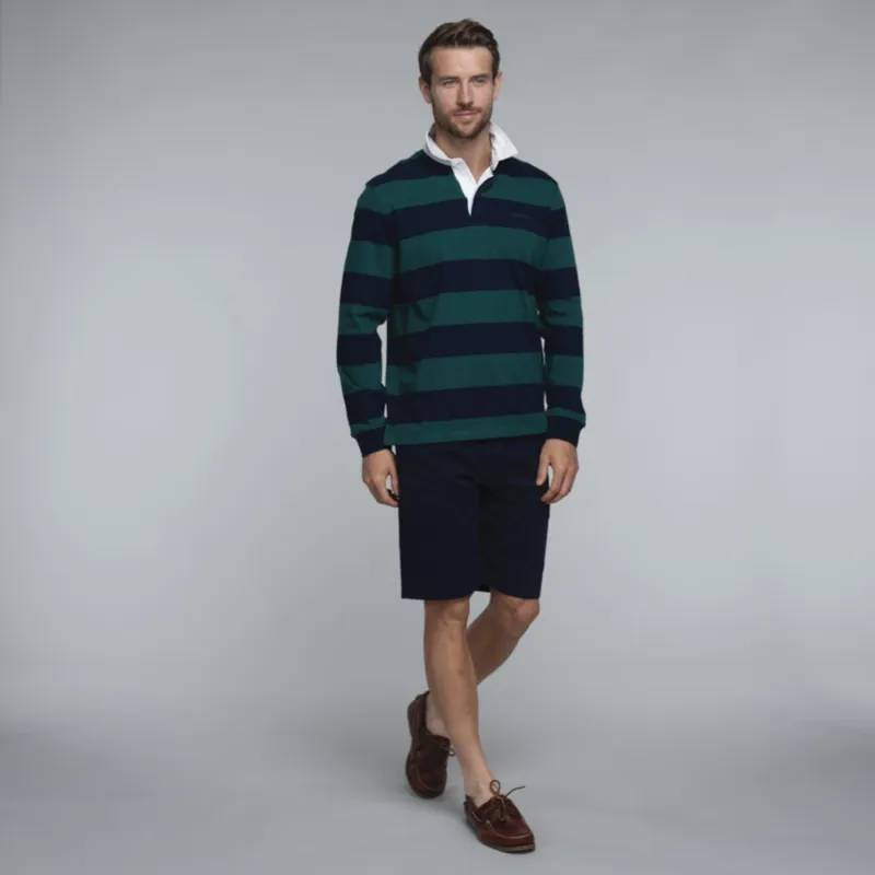 Schoffel Mawes Rugby Shirt - Navy Green Stripe