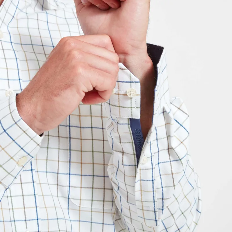 Schoffel Wells Tailored Shirt - Green Navy Brown Check-3