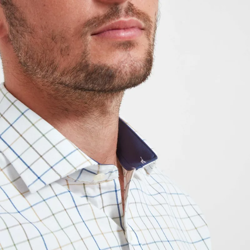Schoffel Wells Tailored Shirt - Green Navy Brown Check-4
