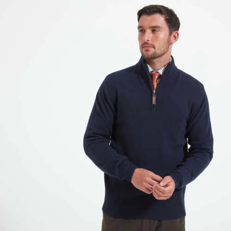 Schoffel Lambswool 1/4 Zip Jumper - Navy