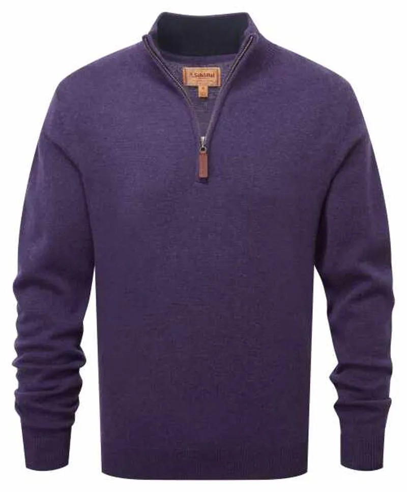 Schoffel Lambswool 1/4 Zip Jumper - Bramble-3
