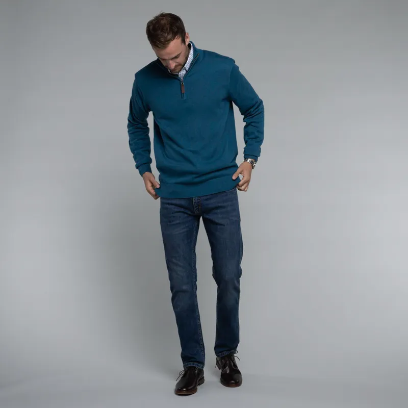 Schoffel Cotton/Cashmere 1/4 Zip Jumper - Dark Teal-1