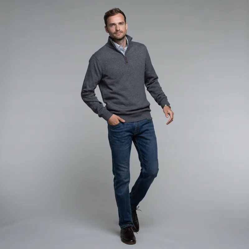 Schoffel Cotton/Cashmere 1/4 Zip Jumper - Castle Grey-1