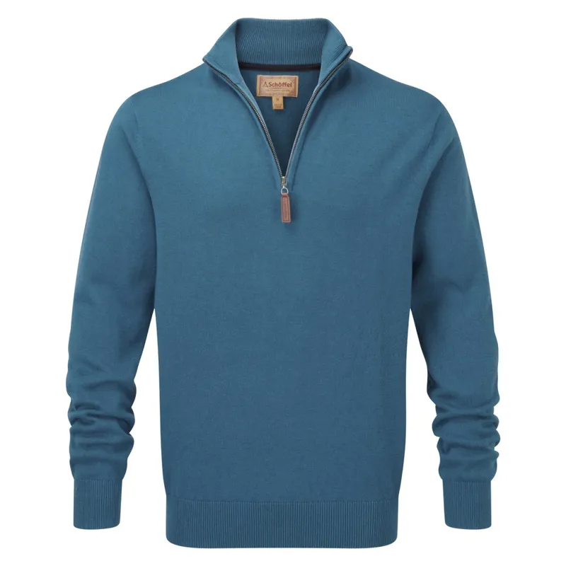 Schoffel Cotton Cashmere 1 4 Zip Jumper Dark Teal