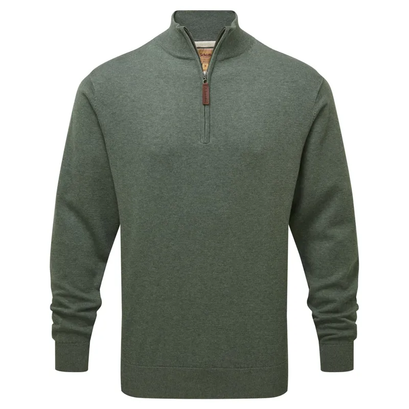 Schoffel Porthmeor Pima Cotton 1/4 Zip - Country Green-1
