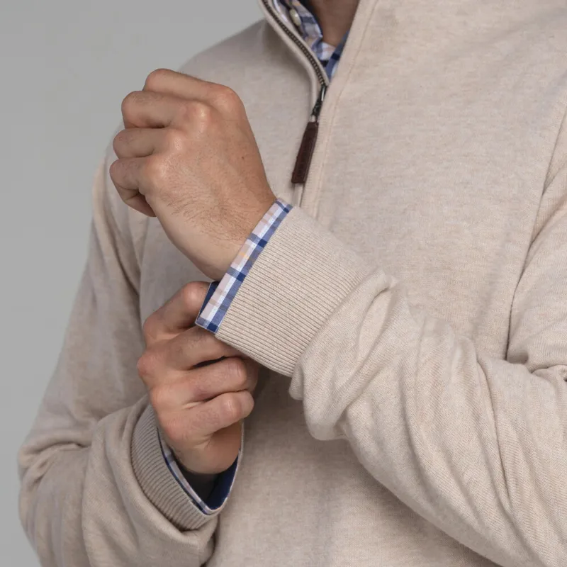 Schoffel Porthmeor Pima Cotton 1/4 Zip - Oat-3