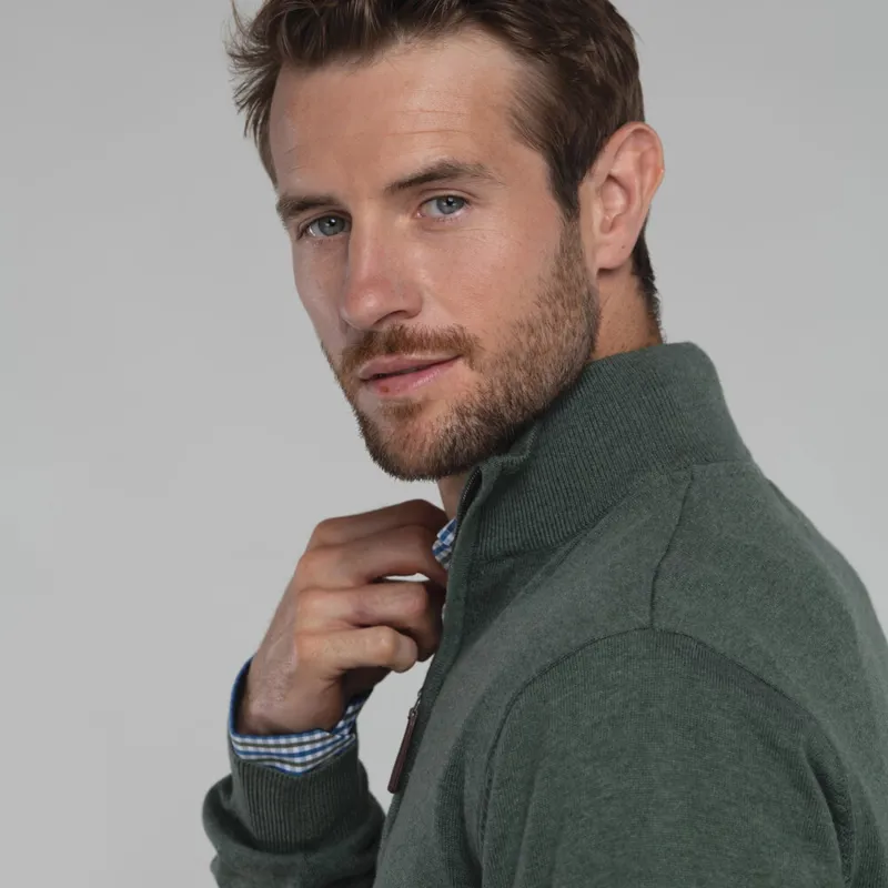 Schoffel Porthmeor Pima Cotton 1/4 Zip - Country Green-5