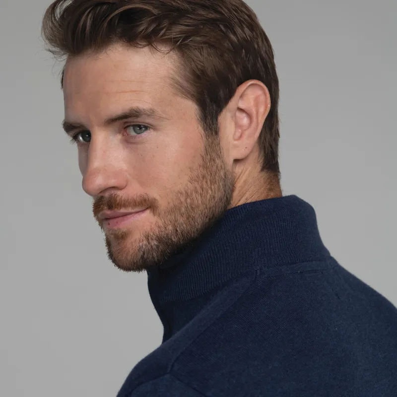 Schoffel Porthmeor Pima Cotton 1/4 Zip - French Navy-4