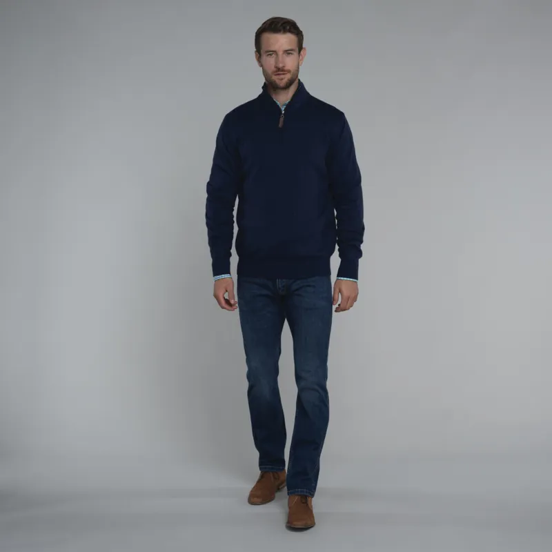 Schoffel Porthmeor Pima Cotton 1/4 Zip - French Navy