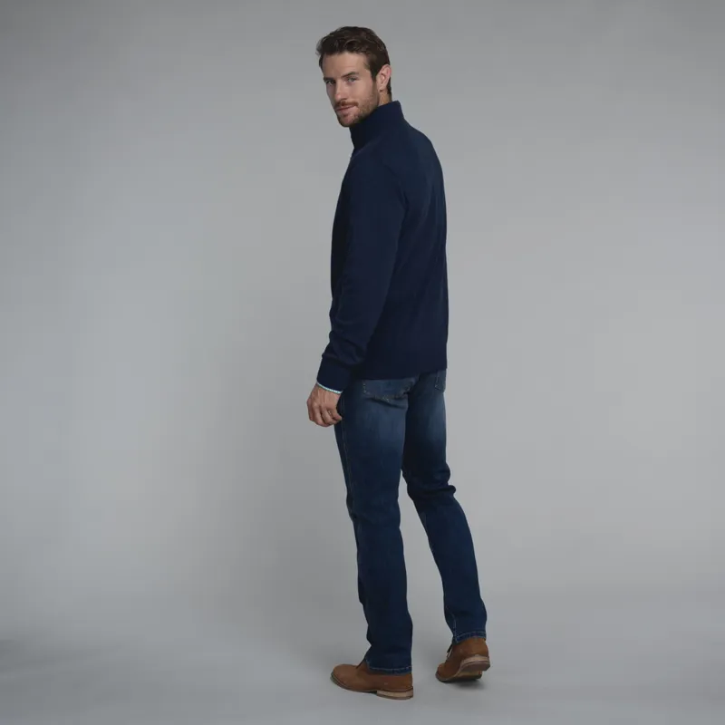 Schoffel Porthmeor Pima Cotton 1/4 Zip - French Navy-1