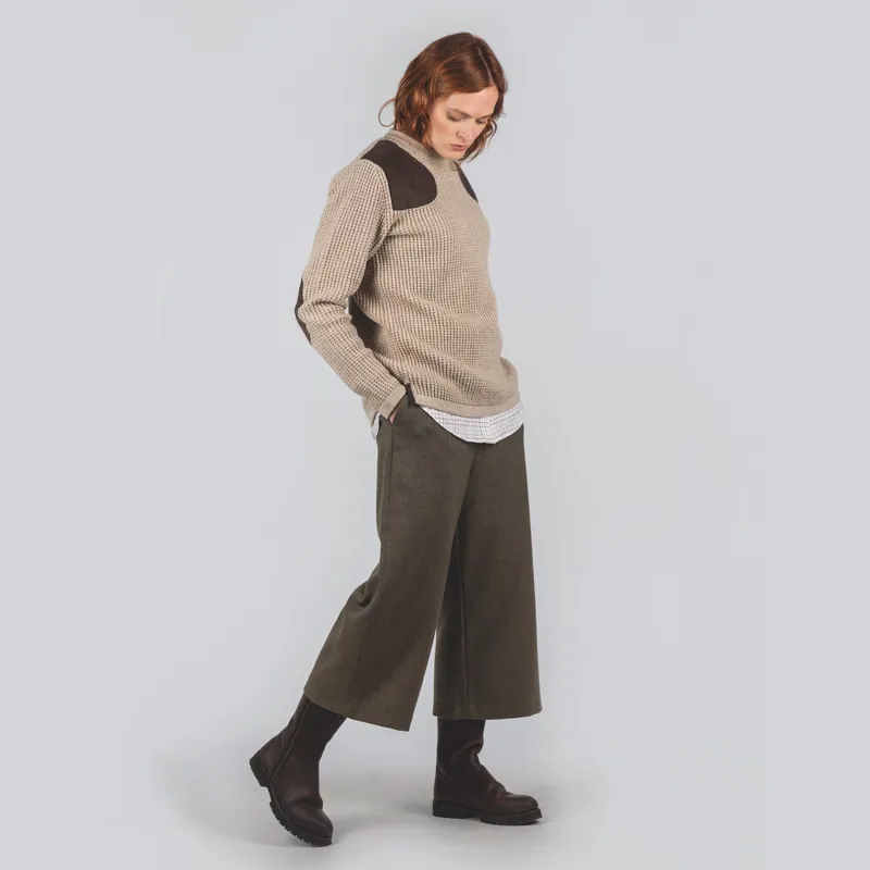 Schoffel Tweed Culottes - Loden Green Herringbone Tweed