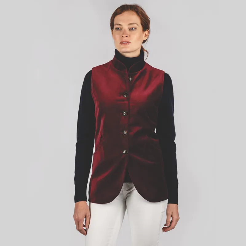 Schoffel Ladies Nehru Waistcoat - Ruby-1