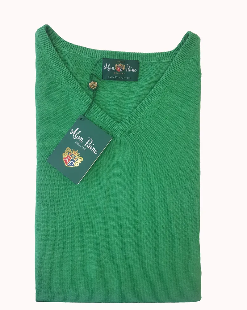 Alan Paine Rothwell Gents V Neck Jumper - Leaf