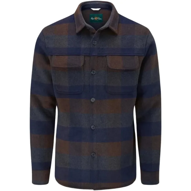 Alan Paine Ripley Plaid Shacket - Navy-1