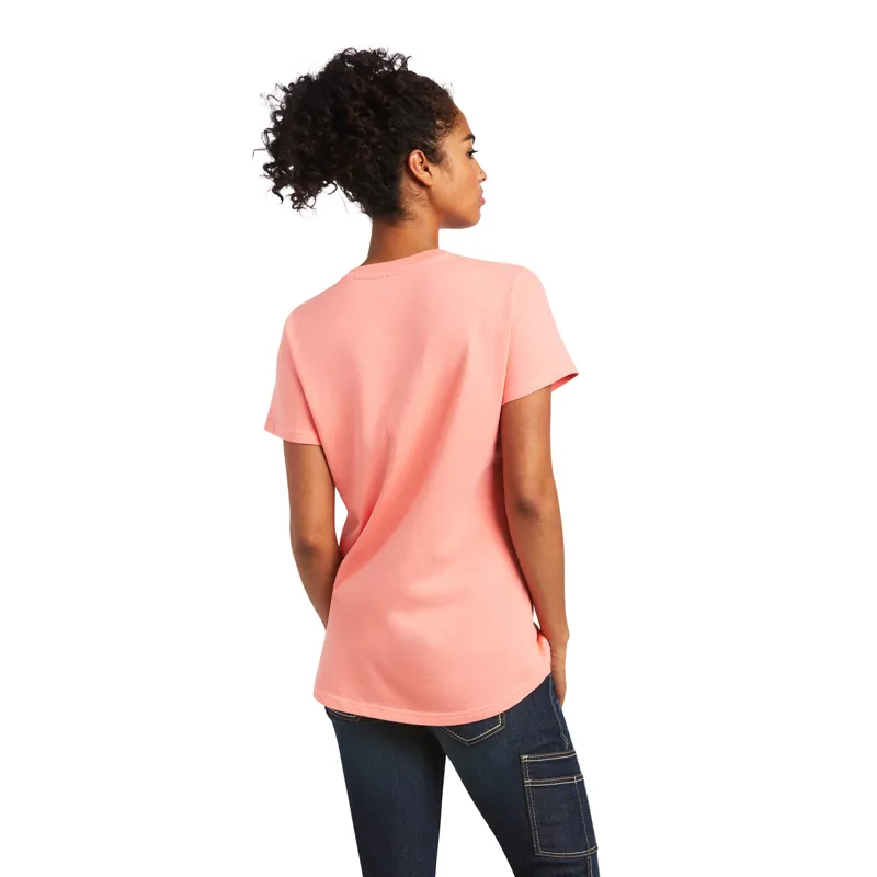 Ariat Rebar Cotton Strong SS V-Neck Top - Summer Melon-1