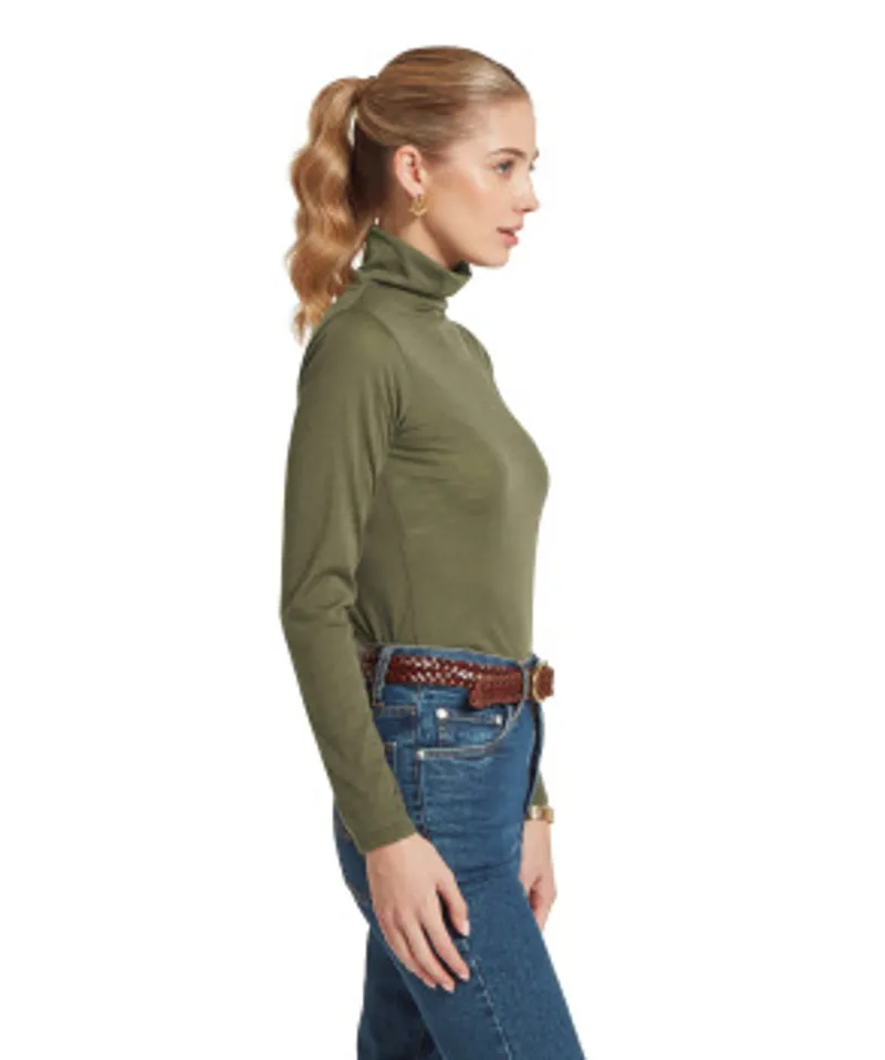 Schoffel Ladies Malton Merino Top - Dark Khaki Green-3