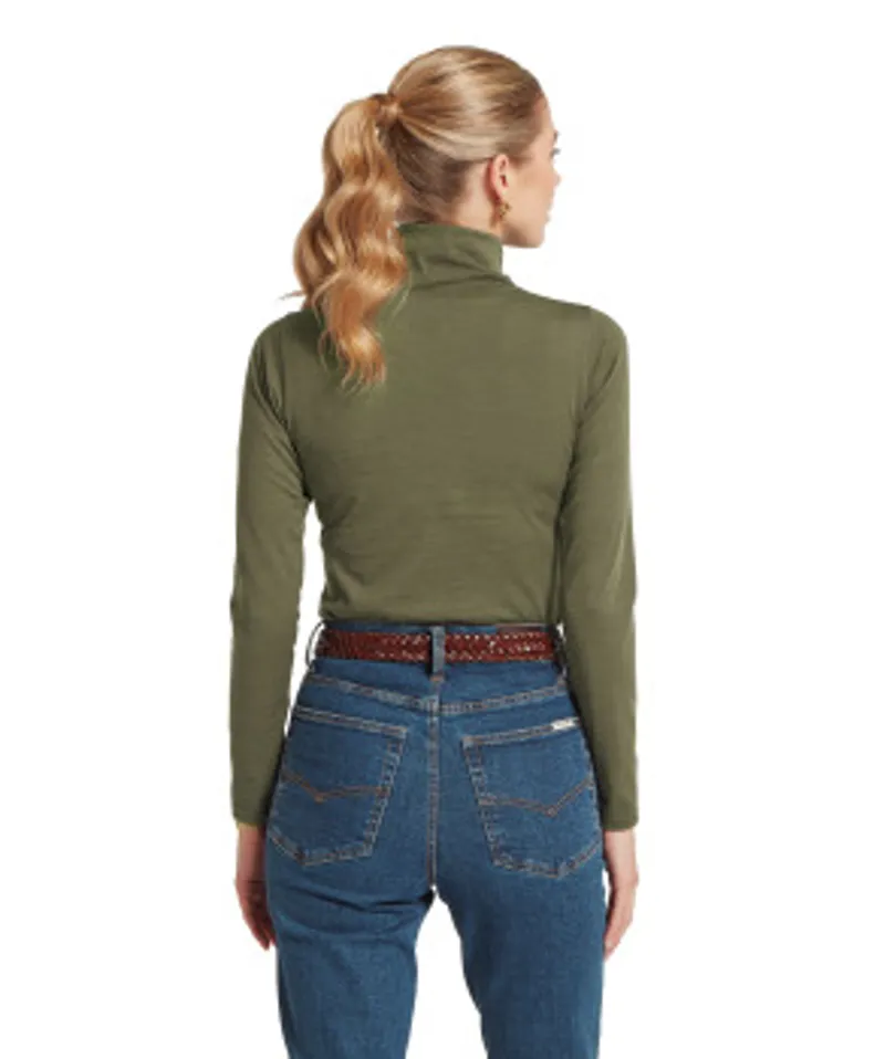 Schoffel Ladies Malton Merino Top - Dark Khaki Green-2