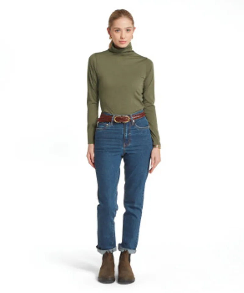 Schoffel Ladies Malton Merino Top - Dark Khaki Green-1