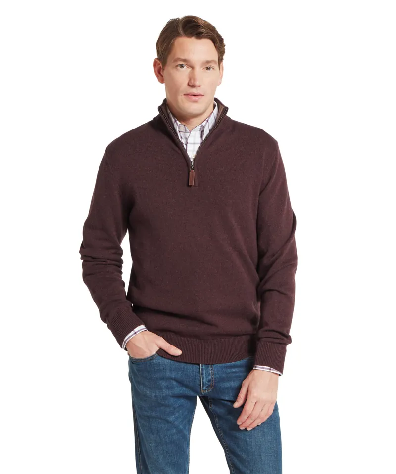Schoffel Lewis Lambswool 1/4 Zip Jumper - Port