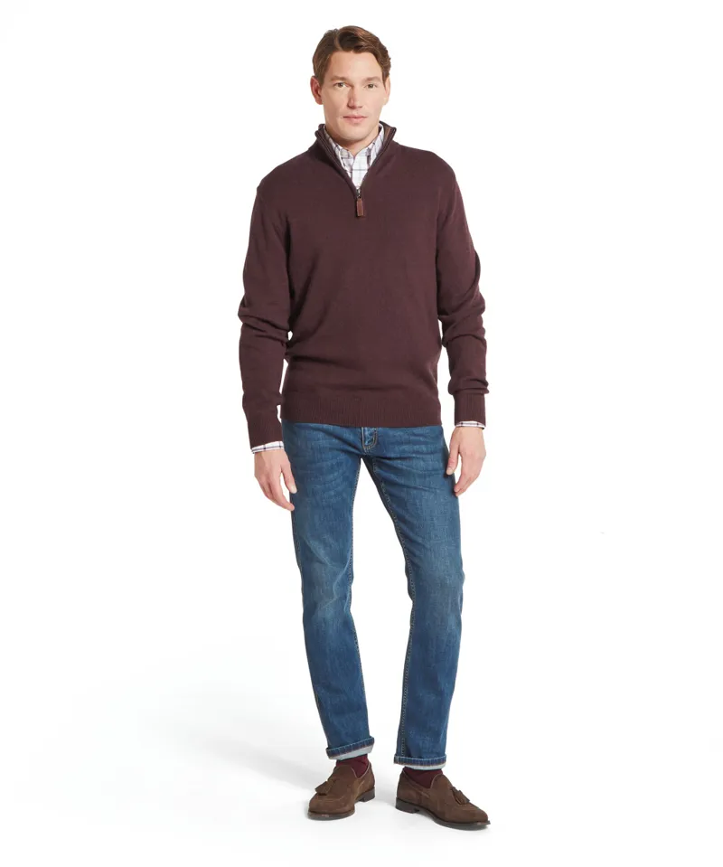 Schoffel Lewis Lambswool 1/4 Zip Jumper - Port-1