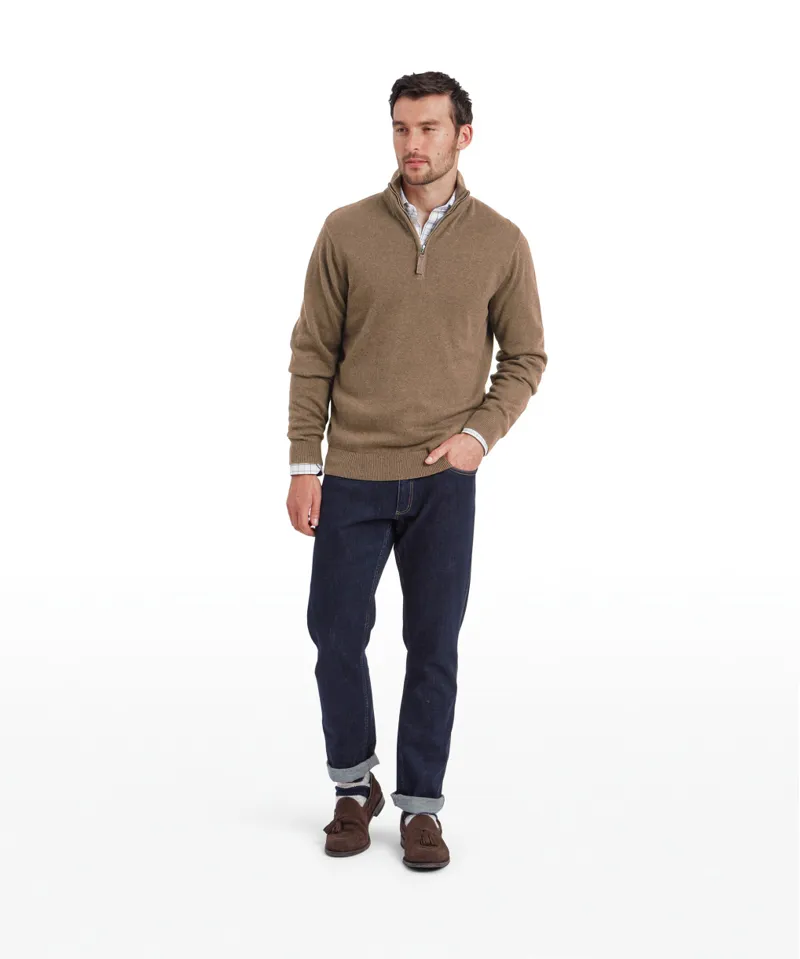 Schoffel Lewis Lambswool 1/4 Zip Jumper - Mushroom-1