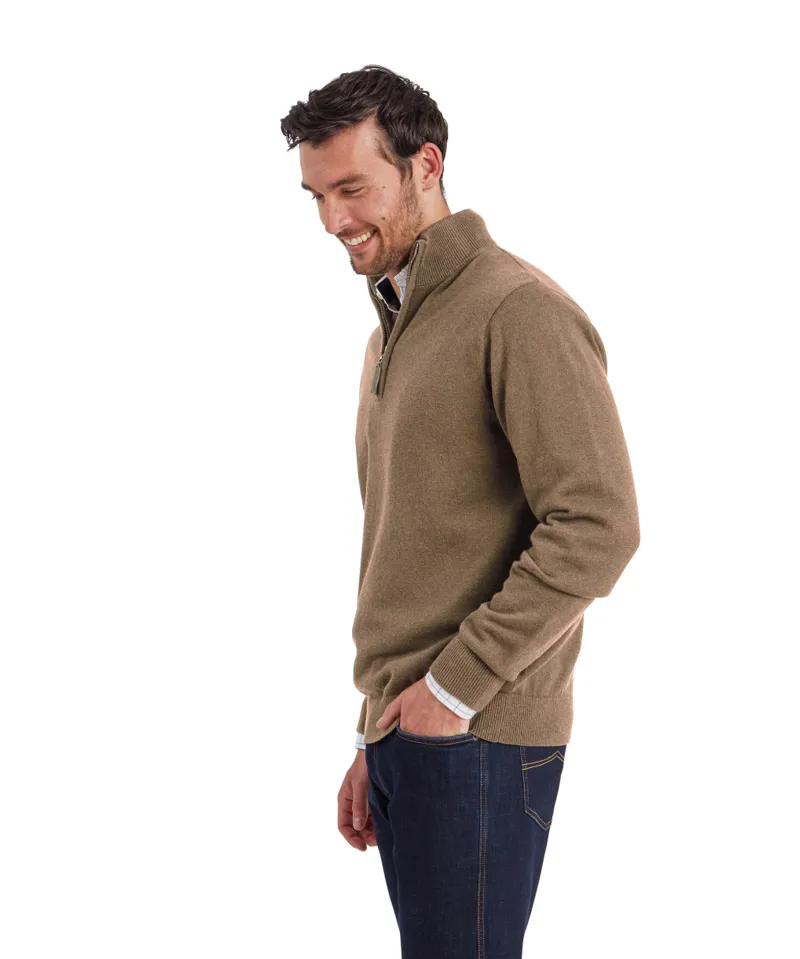 Schoffel Lewis Lambswool 1/4 Zip Jumper - Mushroom-2