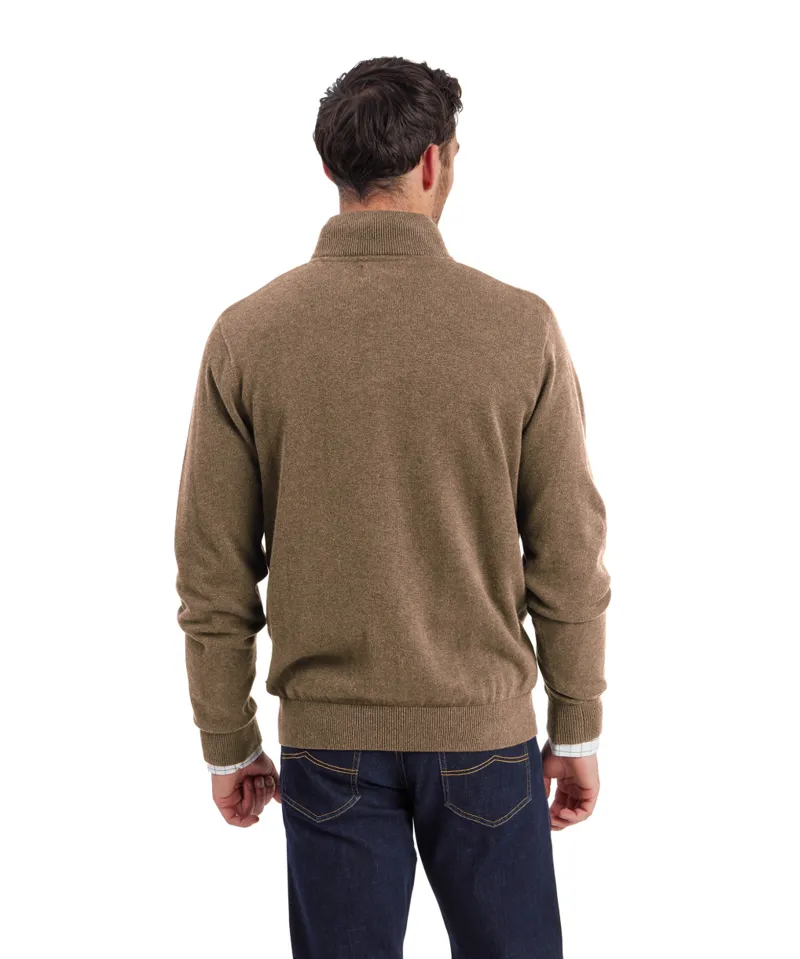 Schoffel Lewis Lambswool 1/4 Zip Jumper - Mushroom-3