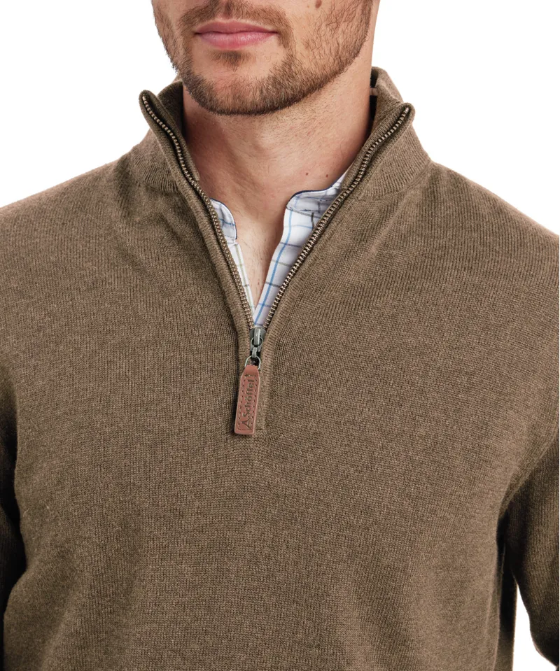Schoffel Lewis Lambswool 1/4 Zip Jumper - Mushroom-4