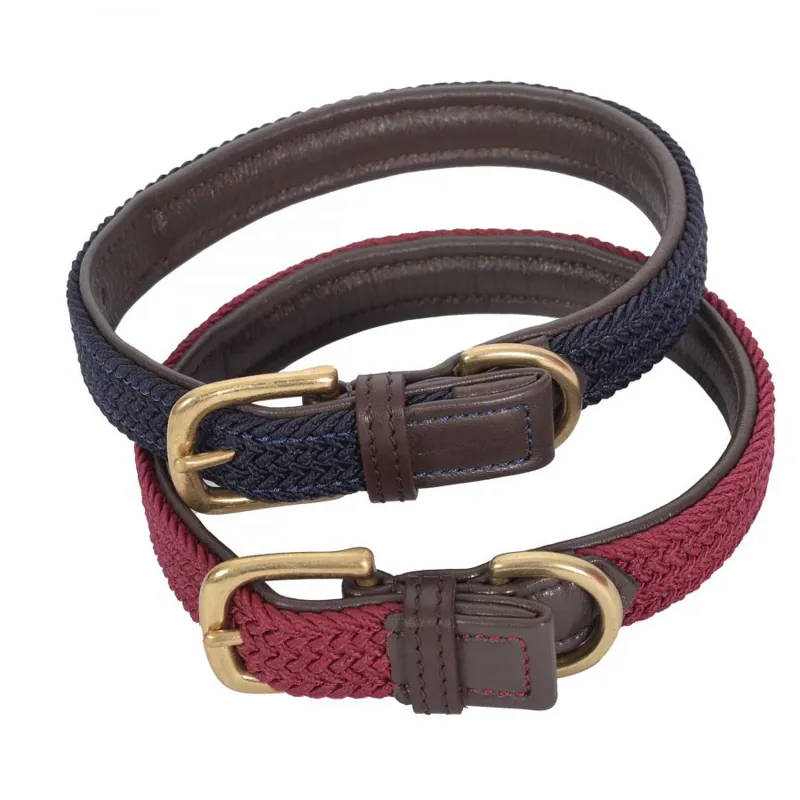 Weatherbeeta Leather Plaited Dog Collar - Medium-2