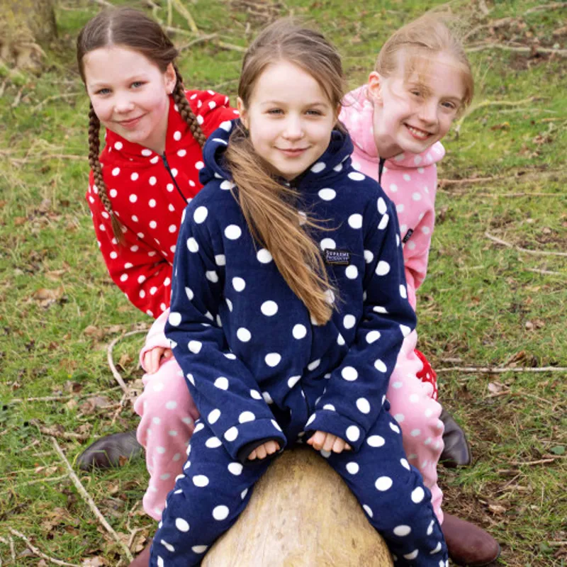 Supreme Products Childs Dotty Fleece Onesie - Noble Navy-1