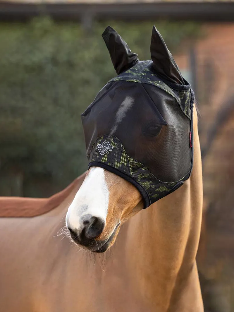 LeMieux Visor-Tek Half Fly Mask - Camo Green