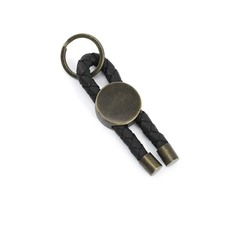 Pampeano Cuerda Braided Keyring - Black Leather