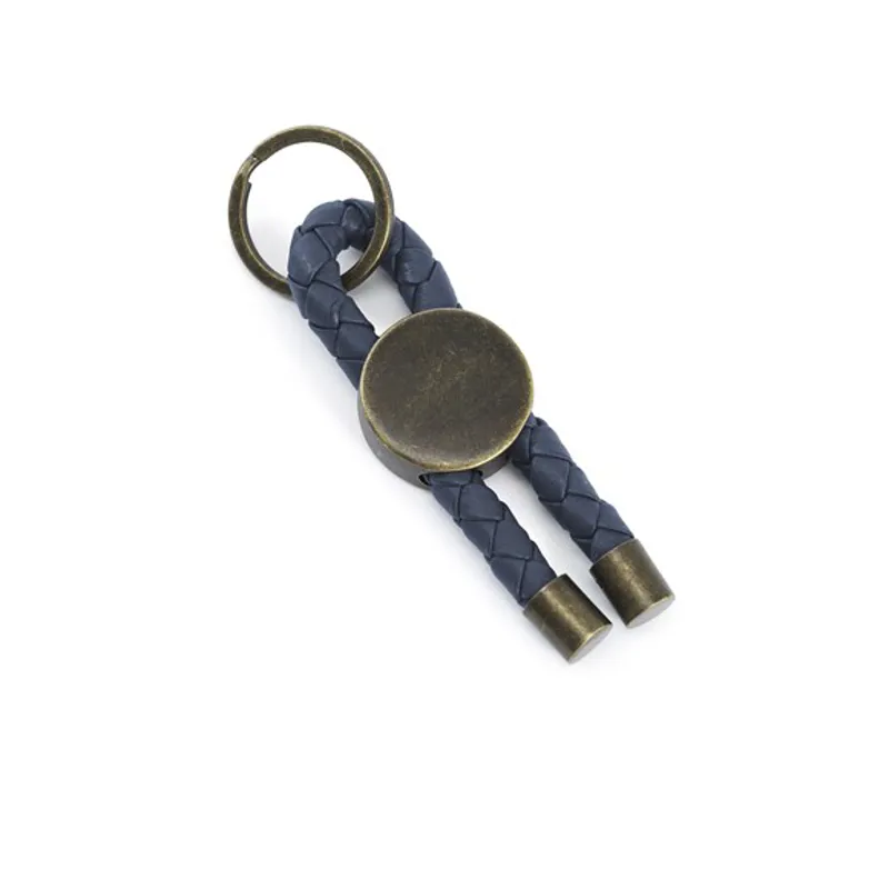 Pampeano Cuerda Braided Keyring - Navy Leather