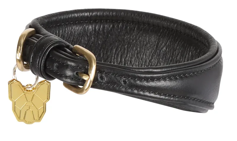 Digby and Fox Padded Leather Greyhound Collar - Medium-1