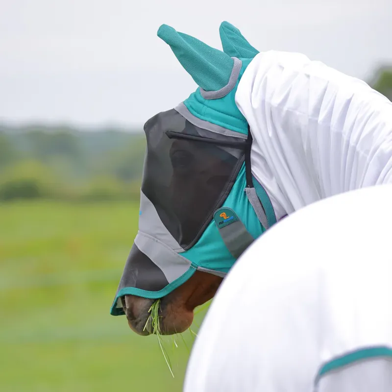 Shires De Luxe Fly Mask With Ears and Nose - Green-4