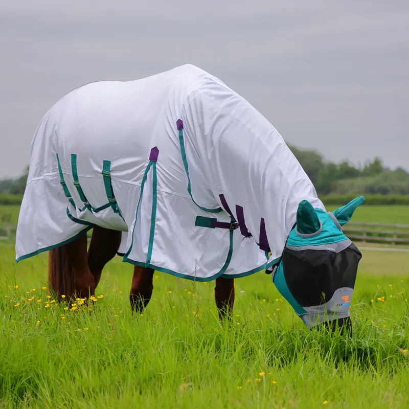 Shires De Luxe Fly Mask With Ears and Nose - Green-5