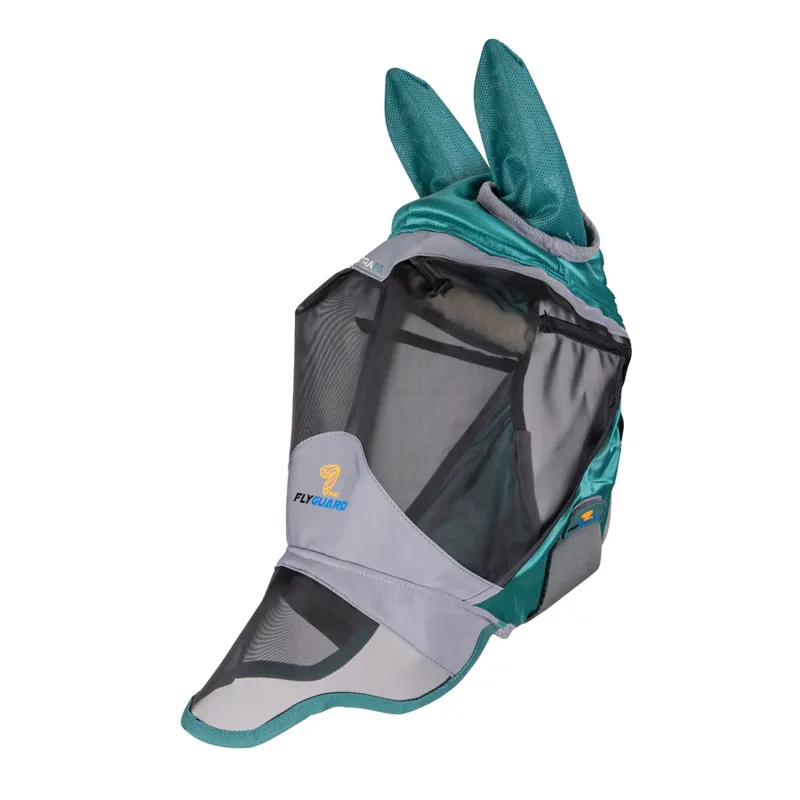 Shires De Luxe Fly Mask With Ears and Nose - Green-1
