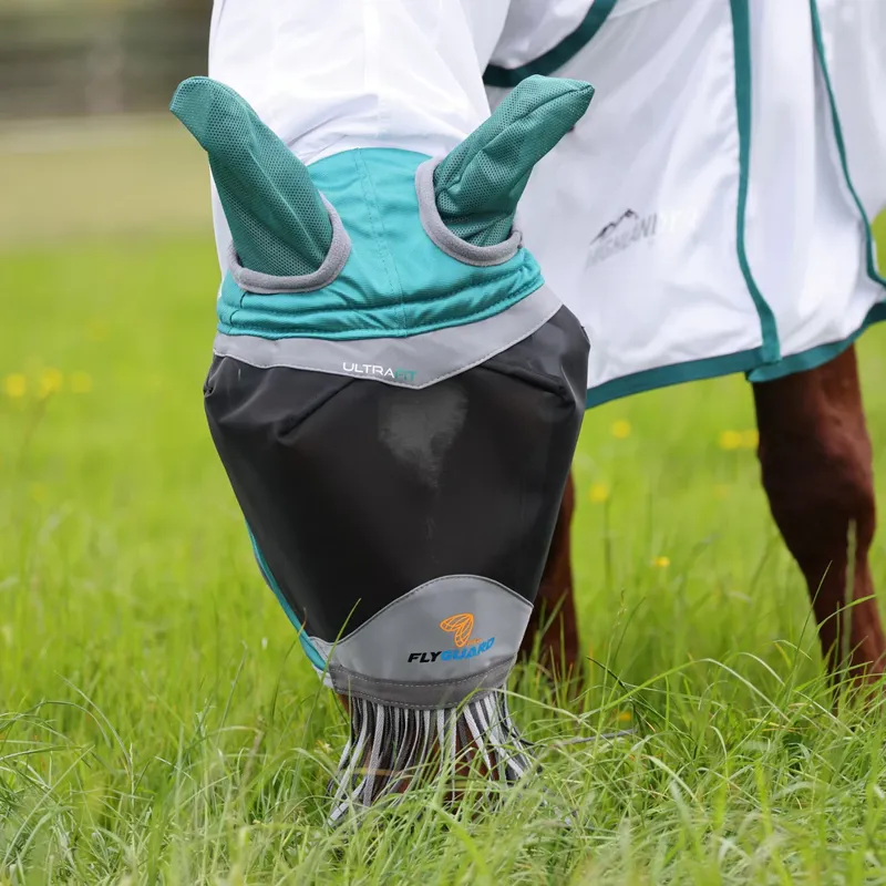 Shires De Luxe Fly Mask With Ears and Tassels - Green -3