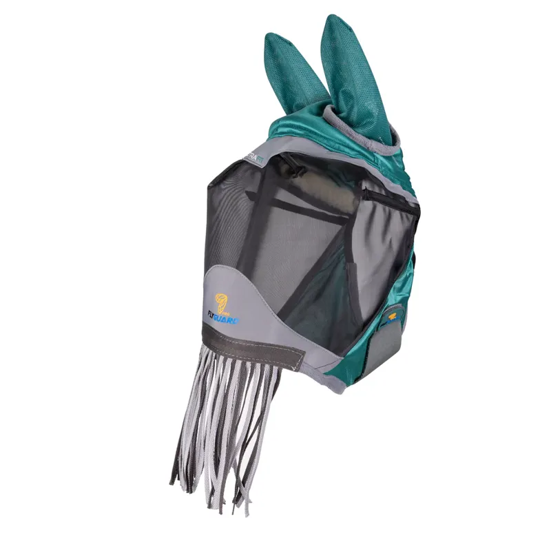 Shires De Luxe Fly Mask With Ears and Tassels - Green -1