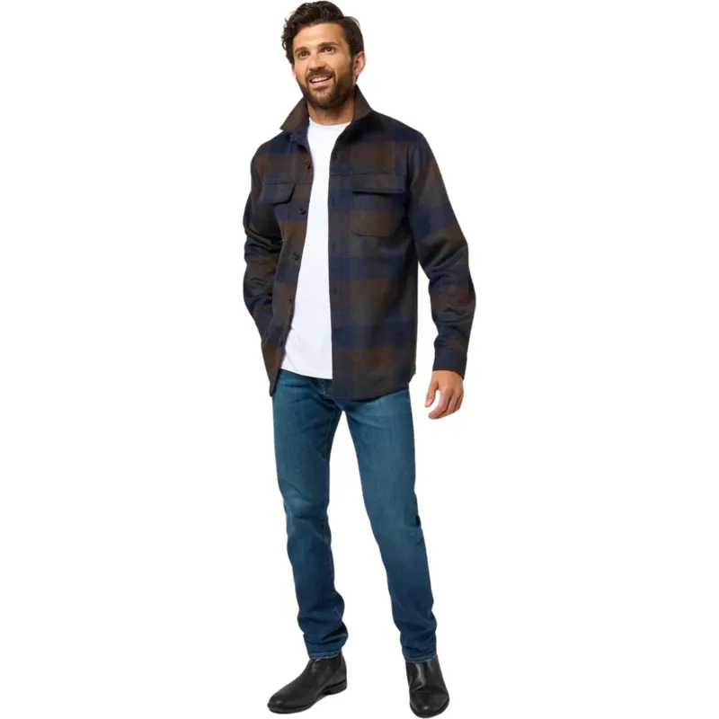 Alan Paine Ripley Plaid Shacket - Navy-2