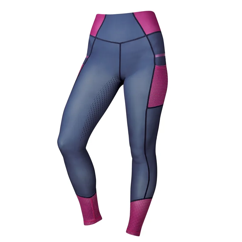 Dublin Power Tech Colour Block Full Grip Tights - Red Violet