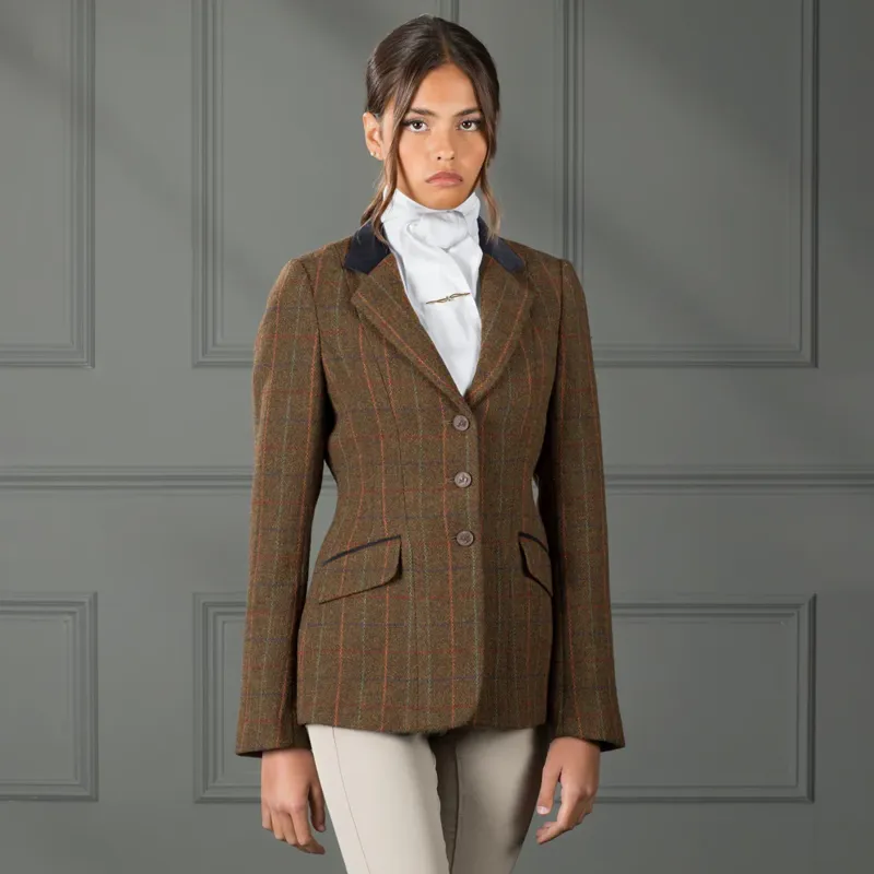 Shires Aubrion Ladies Saratoga Show Jacket - Rust Check-2